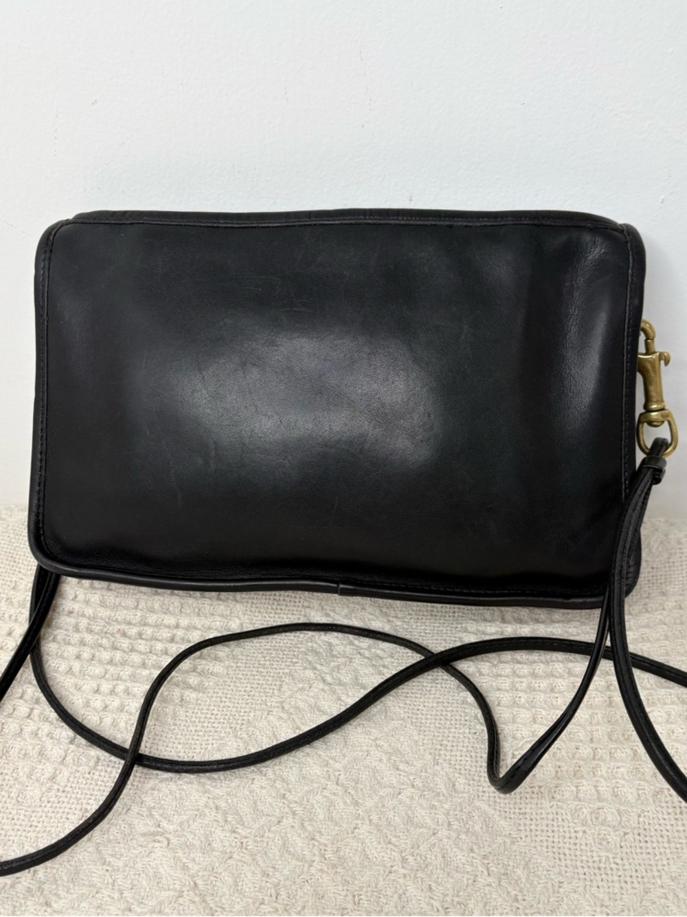 80s Vintage Coach Basic Bag 9455 NYC Black Leather Shoulder Purse - Picture 6 of 8